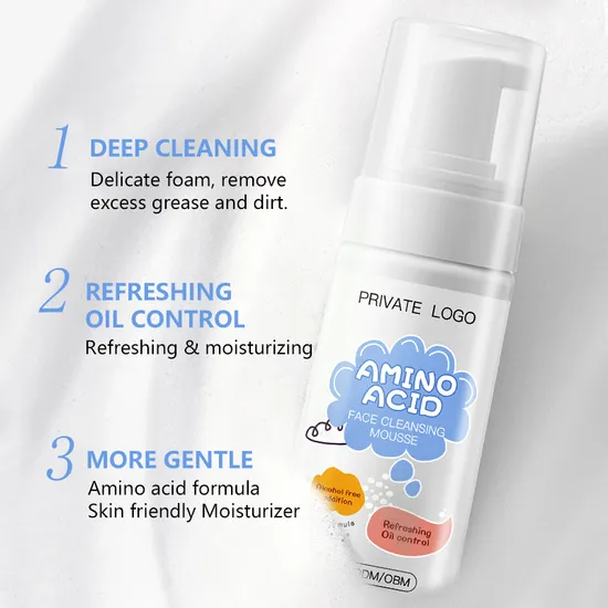 Nettoyant visage doux aux acides aminés, nettoyant en profondeur, nourrissant et hydratant, logo personnalisé, 100 ml